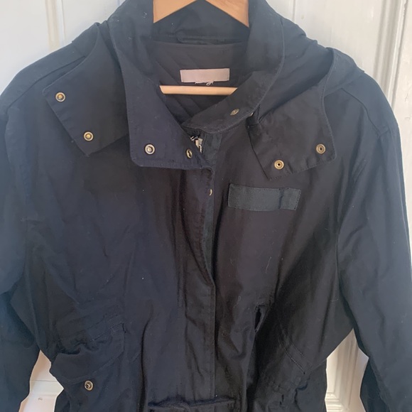 H&M black canvas parka with button in quilting - Picture 2 of 5